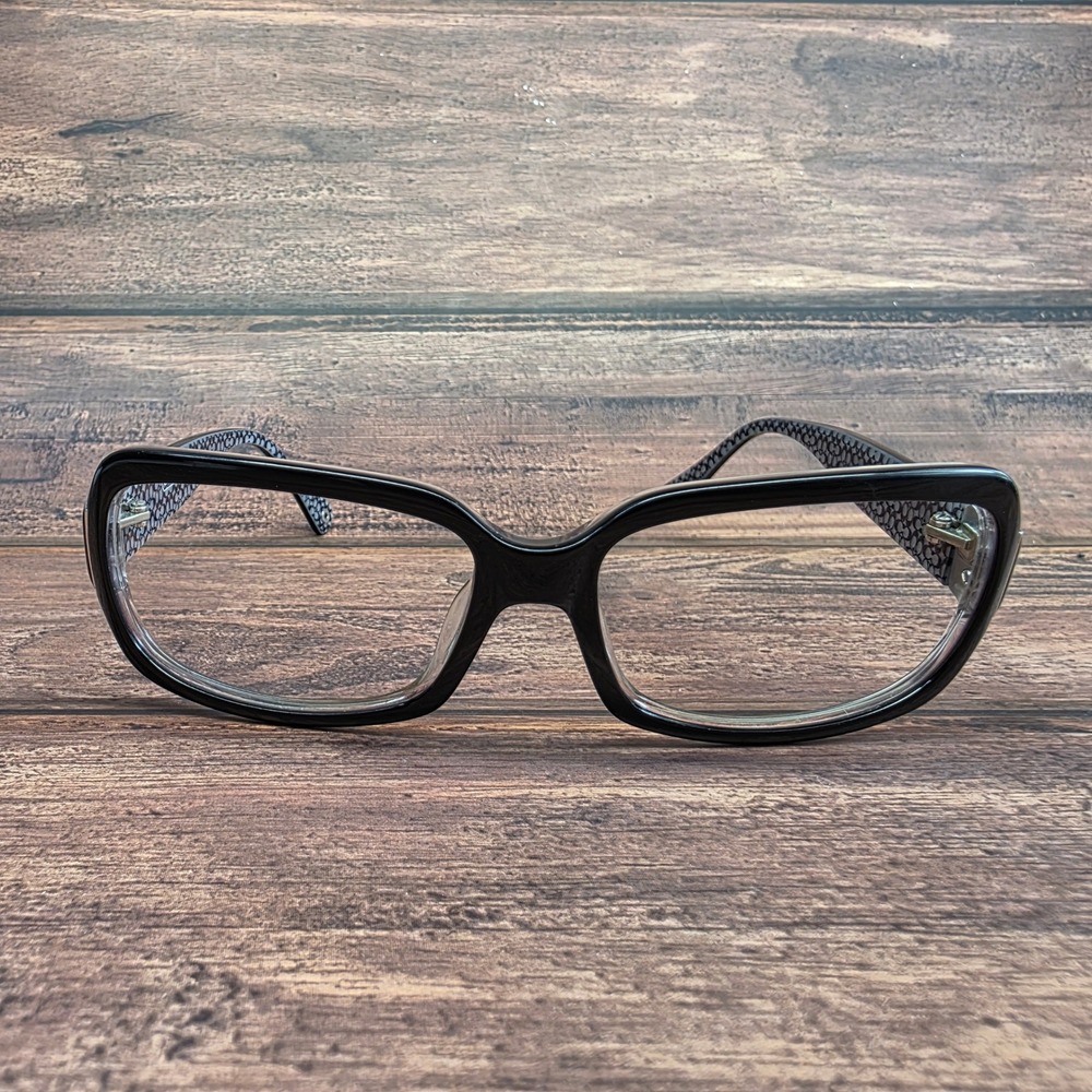 Coach Amelia S814 Black Signature Print Square Eyeglass Frames 54-15-130